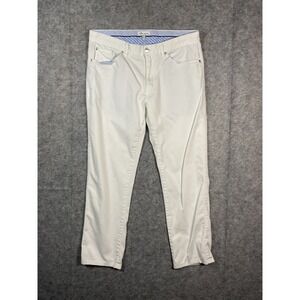 Peter Millar Mens White Chinos Casual Pants Flat Front Tailored Fit Size 34X29